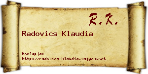 Radovics Klaudia névjegykártya